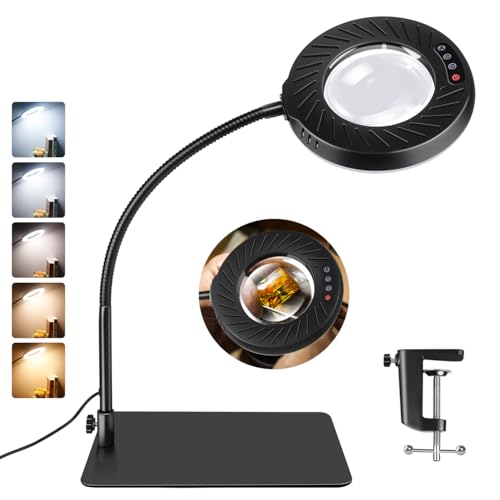 Morotty 12X Magnifying Glass with Light & Stand for Reading,Close Work