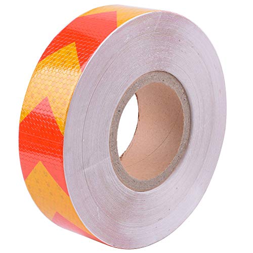 Reemky Reflective Warning Tape Fluorescent Safety Sticker Night Conspicuity Arrow Sticker Orange and Red Length Optional 2