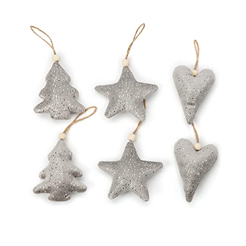 Pendentifs de Noël incassables lot de 6 décorations en tissu doré - 2