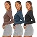 AUTOMET 3 Pack Womens Long Sleeve Shirts Y2K Going Out Crop Tops Cute Basic Slim Fitted Fall Fashion Outfits 2025 Clothes CoffegreyBlueBlack S