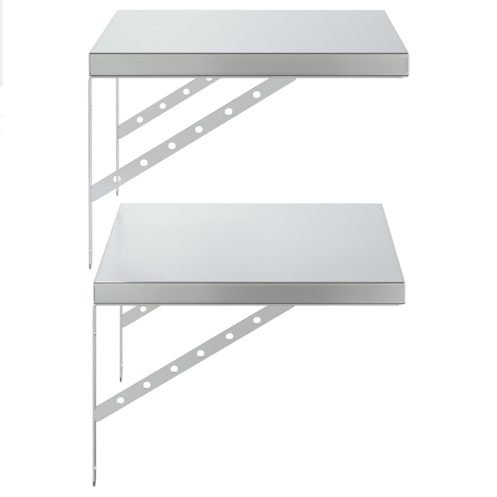 vidaXL Wandregale 2 STK. 50x40 cm Silbern Edelstahl