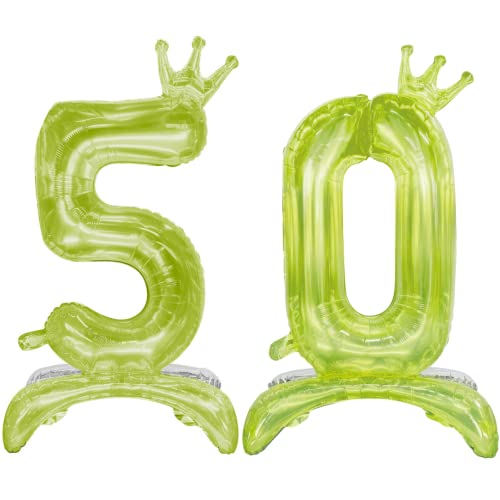 DIWULI Luftballon 50 Geburtstag XL Grün - Stehballon Zahl 50