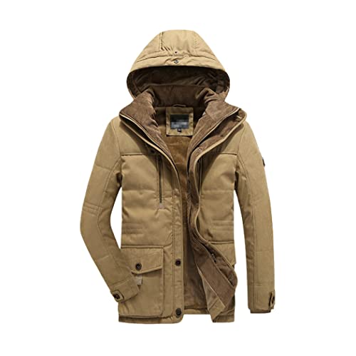 Parka d'hiver homme kaki XXL avec capuche polaire et poches YIOLEAMP