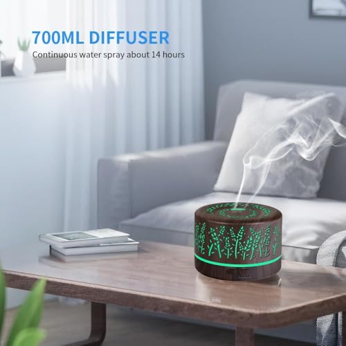 500ml luchtbevochtiger, Aromadiffuser 500ml oil diffuser, aromatherapie diffuser ultrasone voor etherische oliën, BPA-vrij, voor thuis, slaapkamer, kantoor, yoga - Afbeelding 4