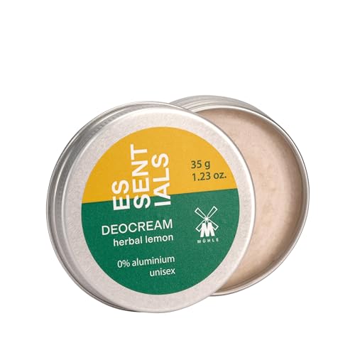 MÜHLE ESSENTIALS Desodorante Cream – 35 g Unisex Desodorante Crema, sin aluminio, embalaje sostenible, vegano – Herbal Lemon