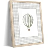 Wood Framed Hot Air Balloon Wall Art, Vintage Baby Nursery Decor Paintings, Boy Girl Room Wall Decor, Cute Travel Adventure Artwork, Kids Room Canvas Print Poster Oil Painting 8x10 Inch