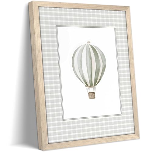 Wood Framed Hot Air Balloon Wall Art, Vintage Baby Nursery