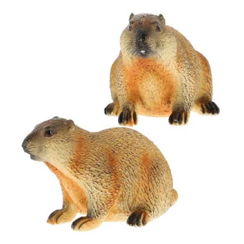 HAMPPLIES 2 pezzi Figura Decorativa Marmotta in Animale da Giardino Artificiale Realistica per Giochi Educativi e Decorazione Casa Ornamento Versatile e Sicuro per Ambienti Interni ed