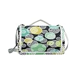 jeansame Picknick-Matte im Vintage-Stil, mit Punkten, Blumen, Picknick-Decke, für Outdoor-Aktivitäten, Wandern, Yoga, wasserdicht, tragbar, faltbar, 150 x 145 cm