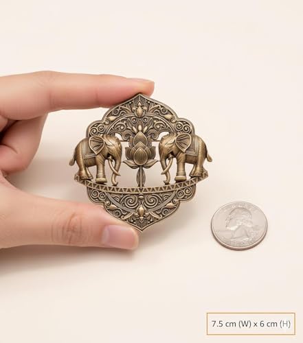 Image of Antique Gold Vintage Brooch Pin for Women and Men, Ethnic Lapel Pin, Traditional Fashion Jewelry Accessory for Saree Blouse Blazer Jacket Dress
