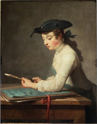Tableaux Toile Jeune Caricaturiste Chardin Décoration Murale 60x90cm