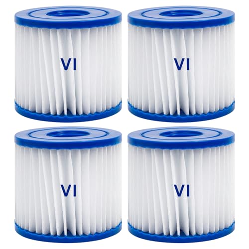 Filtros de Repuesto para y Spas Piscina Bestway 58323, Lote de 4 Cartuchos para Filtro Tipo Vi para Lay-Z-SPA, Miami, Monaco, Vegas