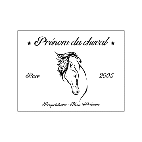Plaque de box personnalisable pour cheval - pancarte de box personnalisée poney - blanc2