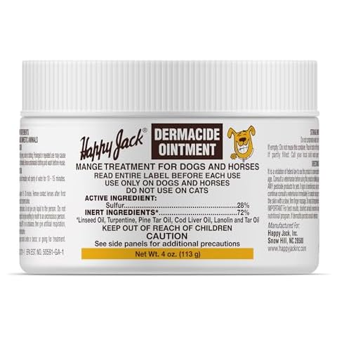 HAPPY JACK Dermacide Ointment, Dog Itch Relief, Hot Spot Treatment, Mange Treatment Dogs, Use on Mange Mite, Itching Eczemas, and as Dog Yeast Infection Treatment, 4 oz. Cover