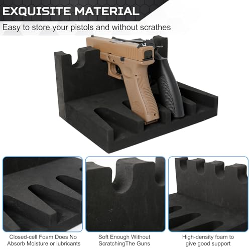 OCQOTAT Pistol Rack for Safe - Foam Holder for Cabinet, Stand with 2 Magnetic Strips Fits 4 Guns by OCQOTAT - Image 4