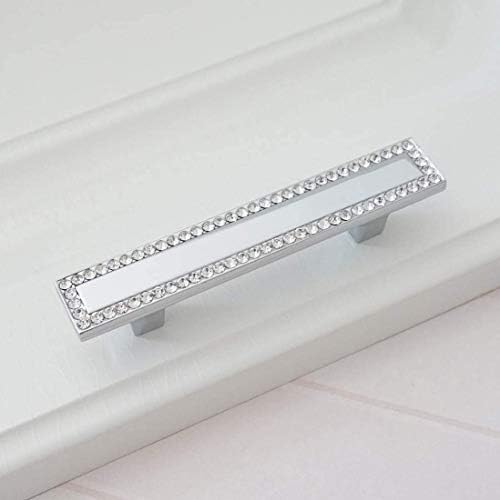LBFEEL Crystal Cabinet Pulls 4 Pack 2 1/2" Centers Drawer Knob Pull Handle Glass Cabinet Knob Dresser Pull Hardware 64mm (2 1/2" Hole Centers, 4 Pack)