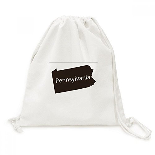 Sac cordon en toile avec silhouette de la Pennsylvanie pour voyage