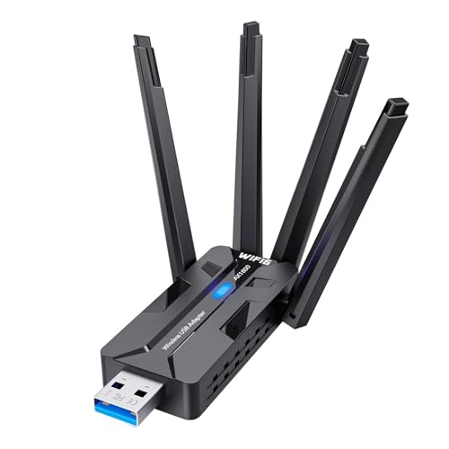 AX1800Mbps WiFi 6 USB Adapter for Desktop PC & Laptop, 8dBi Antenna Wireless Network Adapter,Built-in Driver/Dual Band 5/2.4Ghz Compatible with Windows 7/10/11,USB3.0