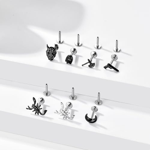 1Pcs G23 Titanium Flat Back Earrings Studs 16g F136 Implant Grade Titanium Labrets Press Fit Threadless Push In Dainty Cartilage Helix Conch Lobe Lip Tragus Piercing Jewelry3