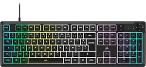 Corsair K55 Core RGB Clavier de Jeu Filaire à Membrane – Commutateurs Réactifs – Résistance Aux éclaboussures – Ten-Zone RGB – Touches Multimédia – Compatible iCUE – AZERTY FR – PC, Mac – Noir