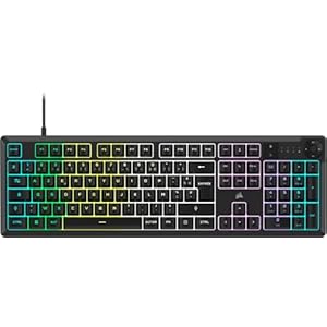 Corsair K55 Core RGB Clavier de Jeu Filaire à Membrane – Commutateurs Réactifs – Résistance Aux éclaboussures – Ten-Zone RGB – Touches Multimédia – Compatible iCUE – AZERTY FR – PC, Mac – Noir