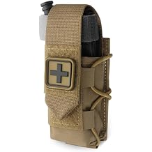 WYNEX MOLLE Tourniquet Holder ، IFAK TQ Holder التكتيكية الطبية TQ Pouch Holster First Aid Kit ، Cross Patch / Bungee Cord