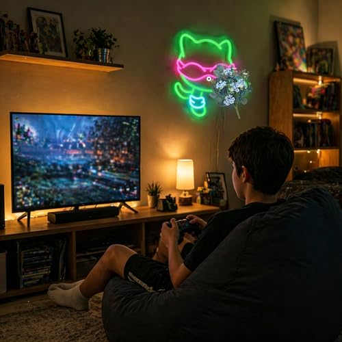 Image of Cat Neon Signs for Wall Decor LED Sign Neon Lights for Game Room Decor