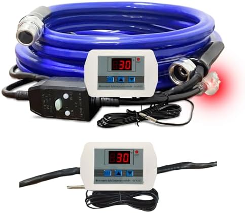 Cupohus Heated Water Hose for RV 15FT Drinking 5.0 Upgrade with Digital Display Thermostat to Keep Fresh Water Running in Winter Freezing Temperatures Down to -45℉, Electric Camper Garden Hose Heater