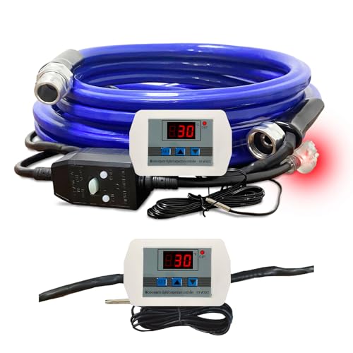 Image of Cupohus Heated Water Hose for RV 15FT Drinking 5.0 Upgrade with Digital Display Thermostat to Keep Fresh Water Running in Winter Freezing Temperatures Down to -45℉, Electric Camper Garden Hose Heater