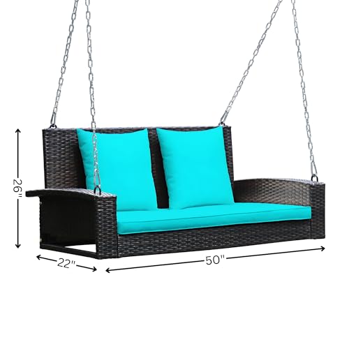 Image of Patio Outdoor Swing for Balcony Double Seater Without Stand | Weather Resistant Rattan & Wicker Hammock Jhula for Adults