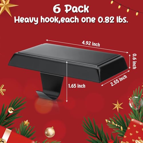 SUNEZLGO 6 Pack Christmas Stocking Holders, Metal Weighted Stocking Holder for Mantle Fireplace Shelf, Stocking Hooks with Protective Pad, Stocking Hangers for Xmas Holiday Party Home Decoration by SUNEZLGO - Image 2