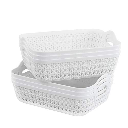 Contenitori Plastica Gloreen Cestino In Plastica Grigio, Piccolo Cestini Portaoggetti, 6 Confezioni Contenitore Plastica