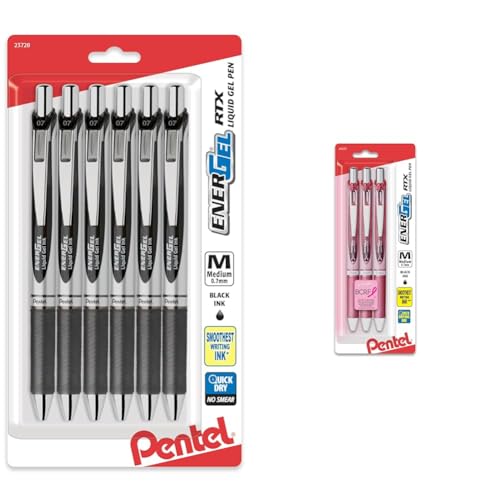 Pentel EnerGel RTX Bolígrafos Retráctiles Gel Líquido 6 Pzs