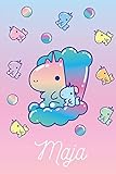 Maja: Gummibärchen Einhorn - Kritzelbuch Notizbuch Liniert Persönliches Geschenk Für Mädchen