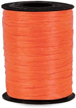 Matte Orange Gift Wrap Packaging Raffia Ribbon with Contoured Novelty Gift Tags