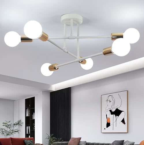 Lampadario da Soffitto, Plafonier Moderna a 6-Luci, Lampadari Camera da