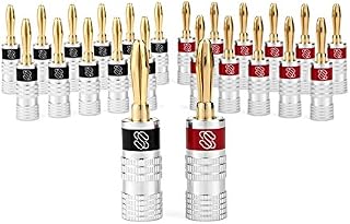 Sewell Silverback Banana Plugs, 24k Gold Dual Screw Lock Speaker Connector, 12 Pairs