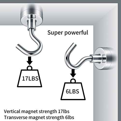 XUIIOSOOKP 10 ks magnetických háčků, extra silné, neodymové magnetické háčky, silné super silné magnety s háčky, magnetický držák háčky na strop, koupelnu, kuchyni, ručník, garáž, chladicí skříň