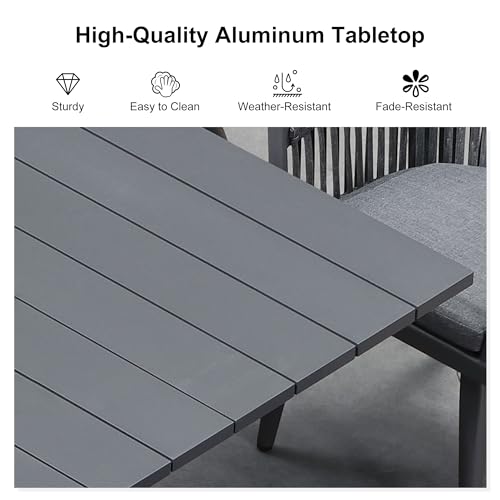 Image of PURPLE LEAF 9 Pieces Outdoor Dining Set with Patio Aluminium Dining Table and Wicker Rattan Chairs Modern Furniture Cushions Sets for Backyard Indoor Decor Kitchen Grey