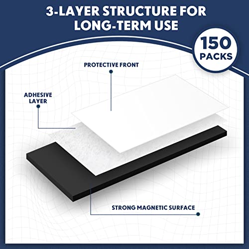 Image of Macarrie 4 x 6 Adhesive Magnetic Sheets with Adhesive Backing Cuttable Magnetic Paper Stickers Flexible Peel and Stick for Picture Crafts Die Storage Photos(150 Pcs)