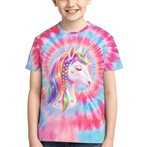 Image of Big Kids Tie Dye Shirt for Boys Girls Short Sleeve Hippie Tshirt Senior Tee