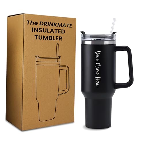 Image of SAVRI Customized Tumbler with Name, 1200 ML Stainless Steel Travel Mug with Straw, Lid & Handle, Personalised Sipper Water Bottle for Women, Men & Girls,Anniversary, Birthday Gift for Office & Gym Use