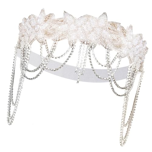 Élégant serre-tête à franges en cristal pour bal masqué, fête des années 1920