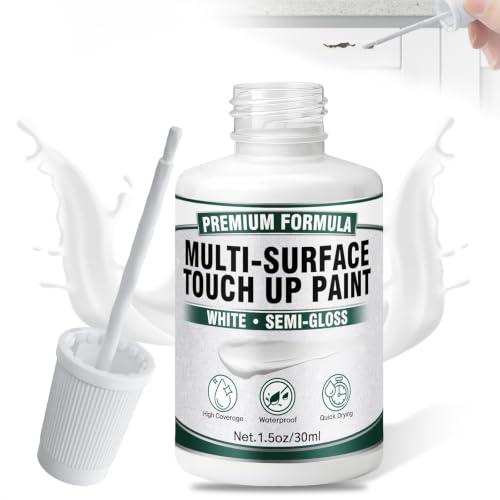White Touch Up Paint White Paint for Walls Doors Cabinets & Furniture High Adhesion Low Odor Semi-Gloss Finish 30ML