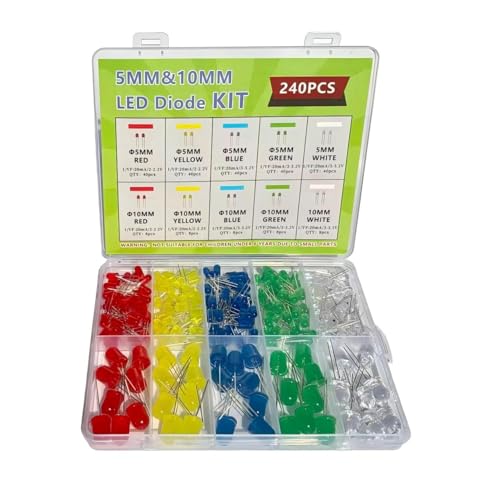 Diodes électroluminescentes de 5 mm et 10 mm en boîte de 240 pièces DIY
