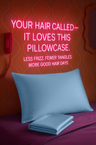 Image of BLISSFORD Luxury Satin Pillowcase for Hair - King Satin Pillowcase with Zipper, Jewel Blue (Pillowcase Set of 2)