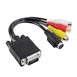 Insten 282447 Compatible with Black VGA to S-Video/3 RCA Adapter Supports Sony PS3