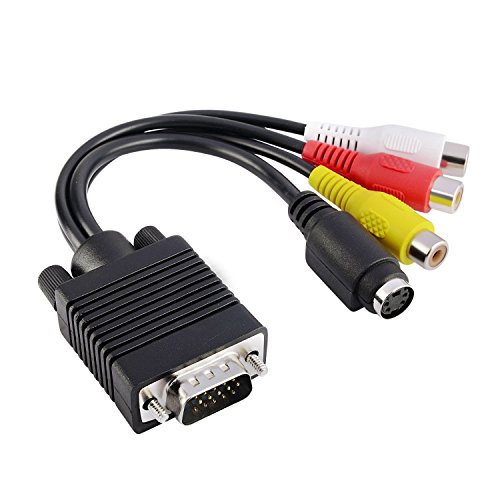 eForCity 349363 Adaptador de Cable de vídeo VGA (D-Sub) 3 x RCA + S-Video Negro - Adaptadores de Cable de vídeo (VGA (D-Sub), 3 x RCA + S-Video, Macho, Macho, Negro, Bolsa de plástico) Cover