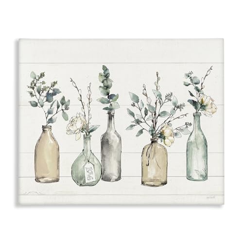 Stupell Industries Bottles and Plants Farm Wood Textured, Design by Anne Tavoletti Wall Art, 24 x 30, Multi-Color
