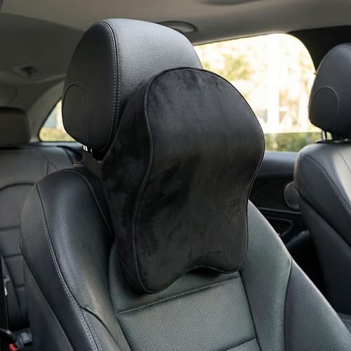 Image of Kingsway Car Accessories Large Headrest Seat Cushion, Universal Orthopedic Neck Rest Pillow, Memory Foam Pillow in Black, Super Soft and Super Comfort Design Sciatica Back Support, Pack of 1